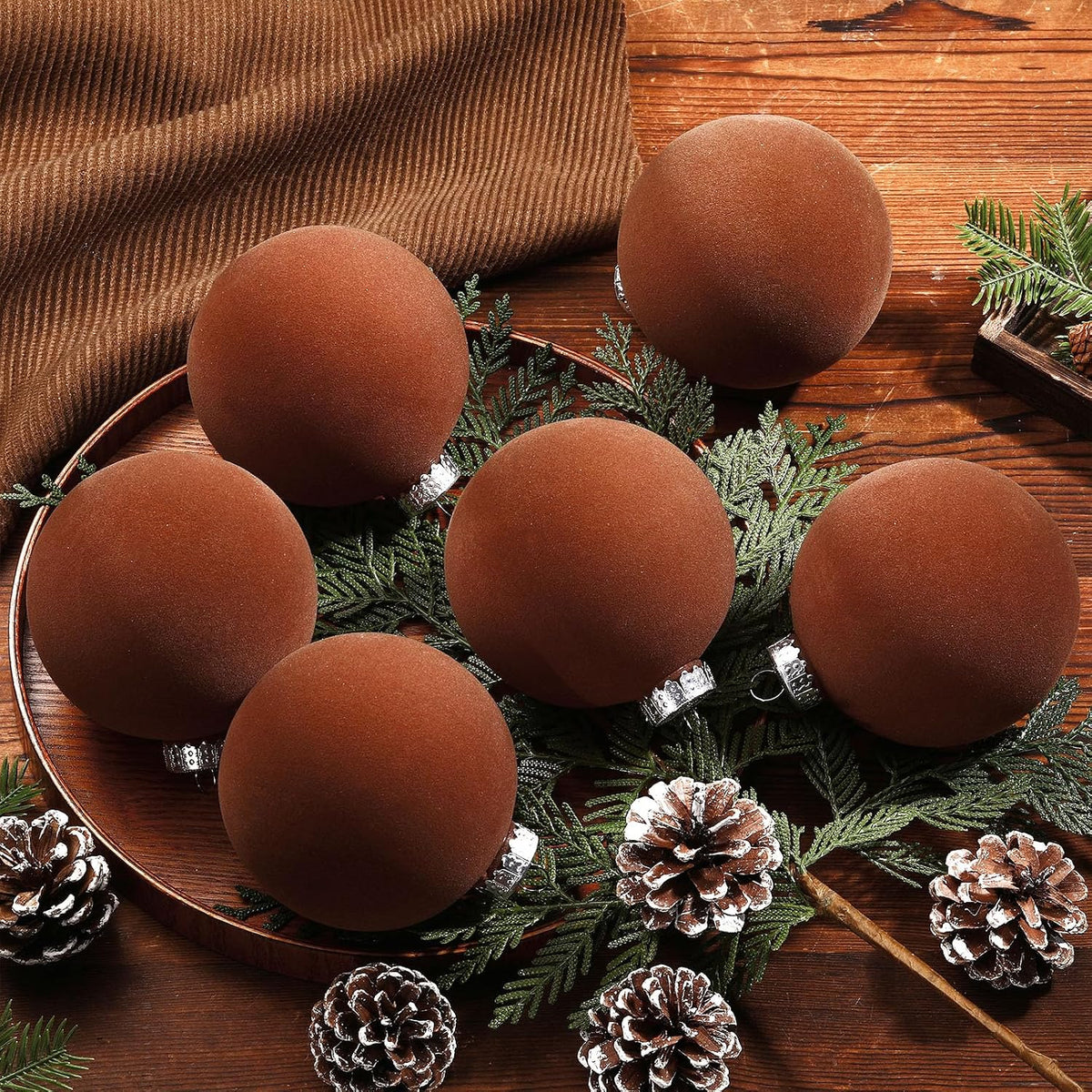 6 adornos grandes de terciopelo de Navidad de 4 pulgadas | Bolas co...