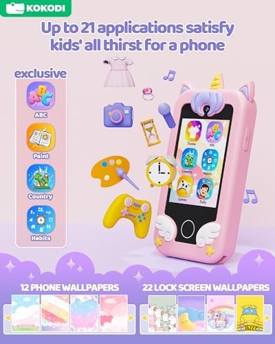 KOKODI Teléfono inteligente para niños, pantalla táctil HD con dobl...