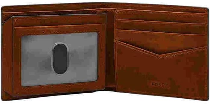 Fossil Everett - Billetera plegable de piel con tapa para identific...