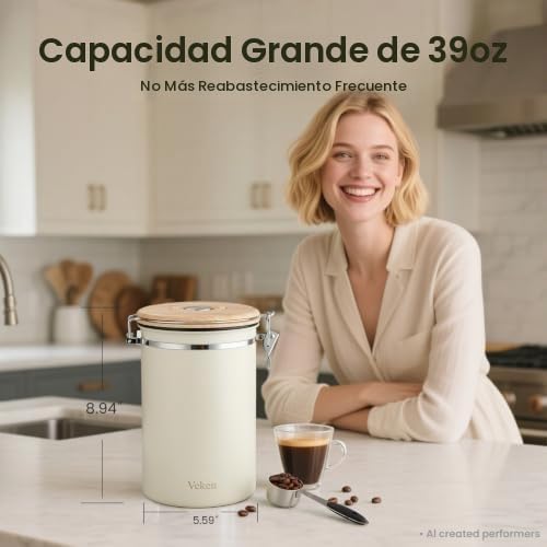 Veken Recipiente de café, 39 onzas, 2.2 libras, recipiente hermétic...
