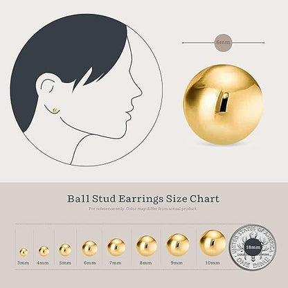 Kezef Aretes de bola rellenos de oro de 14 quilates para mujer, cap...