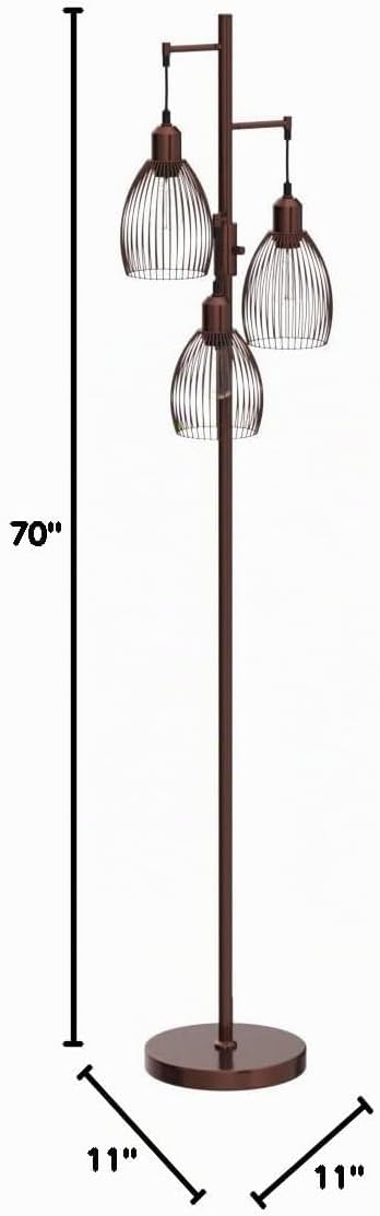 Lámpara de pie regulable, 3 bombillas LED Edison de 800LM incluidas...