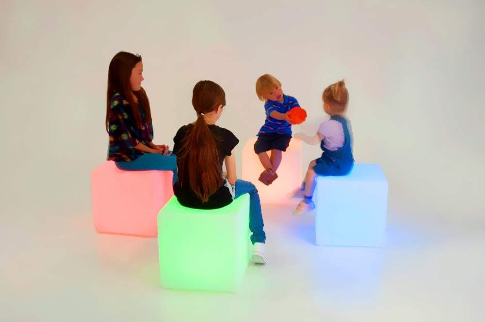 Mr.Go Taburete de luz LED que cambia de color de 14 pulgadas | Mesa...