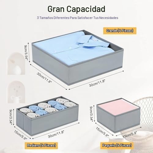 DIMJ Organizador de Cajones para Ropa, Paquete de 24 Organizadores...