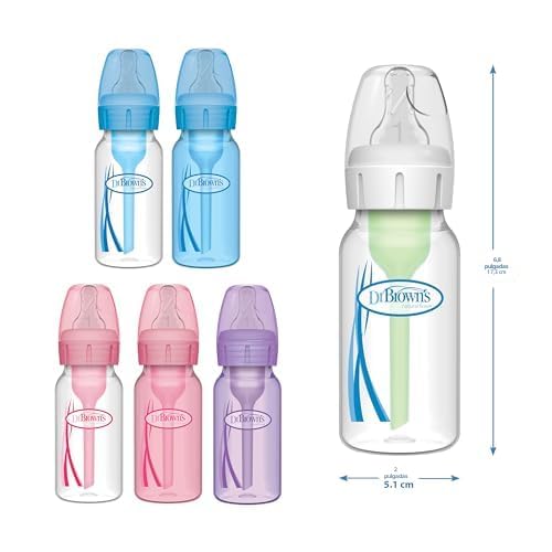 Dr. Brown's Anti-Colic Options+ Biberón estrecho, transparente,...