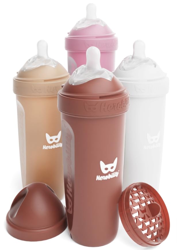 Herobility Biberones anticólicos de 5 fl oz\/4.7 fl oz, paquete de...