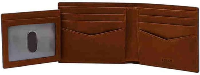 Fossil Everett - Billetera plegable de piel con tapa para identific...
