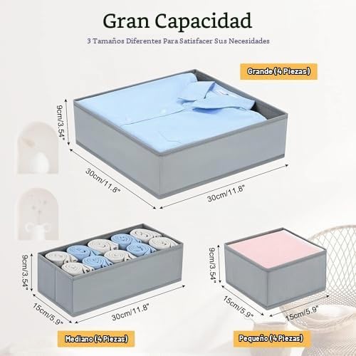 DIMJ Organizador de cajones de ropa, paquete de 12 organizadores de...