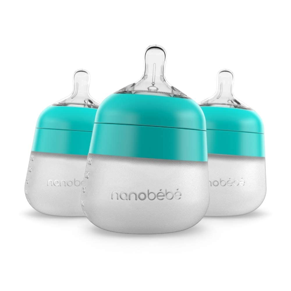 Nanobebe - Biberón de silicona flexible, anticólicos, sensación nat...