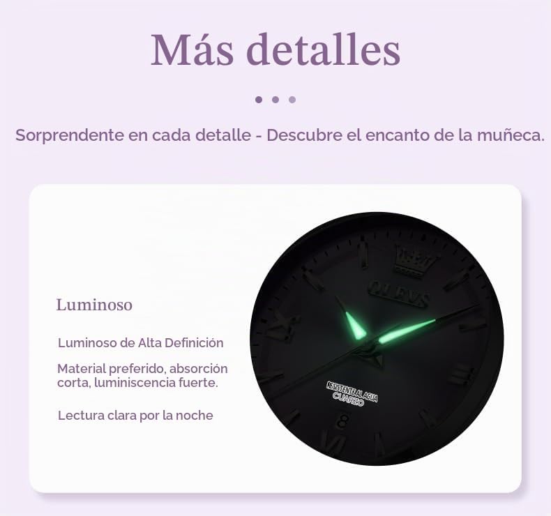 OLEVS Reloj Mujer Reloj Analógico Luminoso Vestido de Acero Inoxida...
