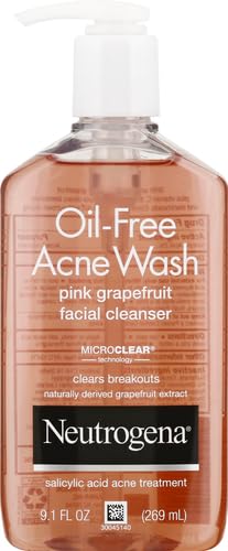 Neutrogena Limpiador facial de pomelo rosa sin aceite, con ácido sa...