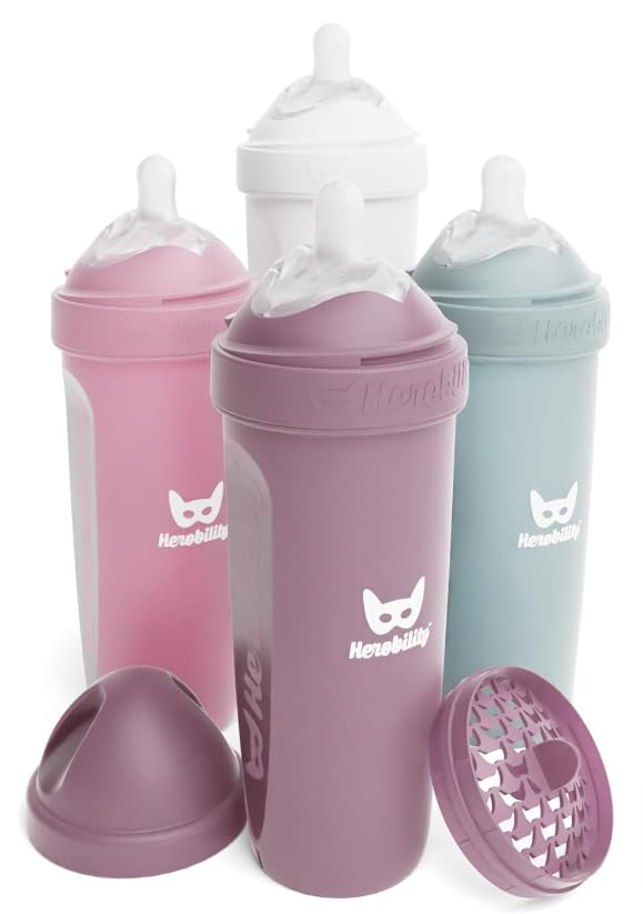 Herobility Biberones anticólicos de 12 fl oz\/11.5 fl oz, paquete d...