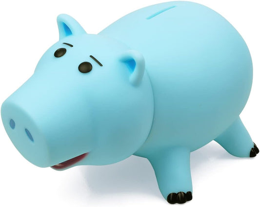 PHOCAS - Hucha de cerdo azul, caja de dinero de plástico para ahorr...