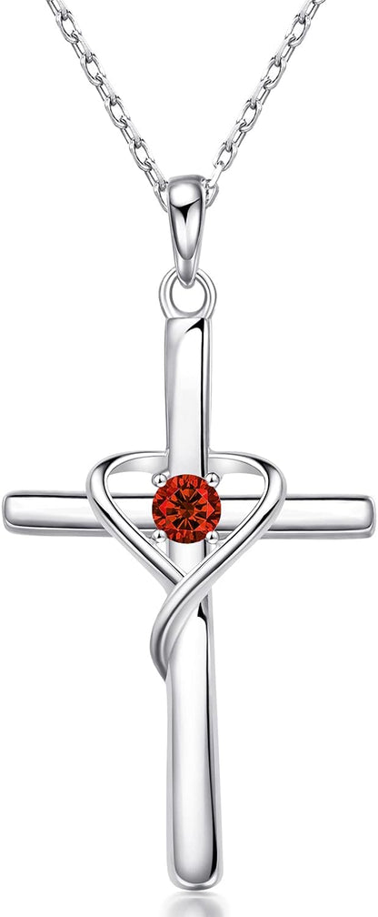 AmorAime Collar con cruz de plata de ley 925 para mujeres y hombres...