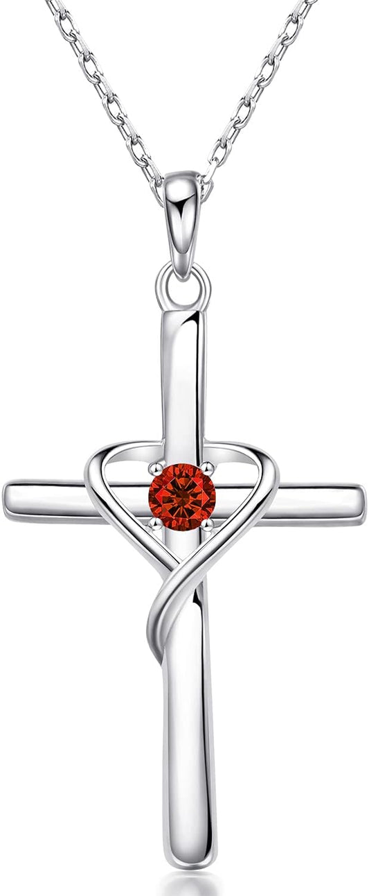 AmorAime Collar con cruz de plata de ley 925 para mujeres y hombres...