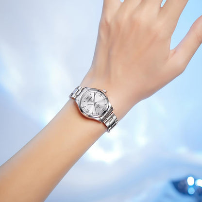 OLEVS Reloj Mujer Lujo Acero Inoxidable Pequeño Vestido de Muñeca I...