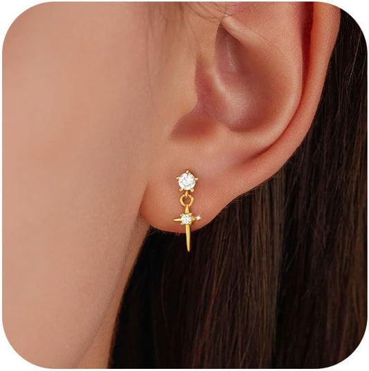 Aretes colgantes de plata de ley 925 con cruz para mujer, chapados...