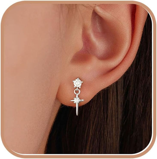 Aretes colgantes de plata de ley 925 con cruz para mujer, chapados...