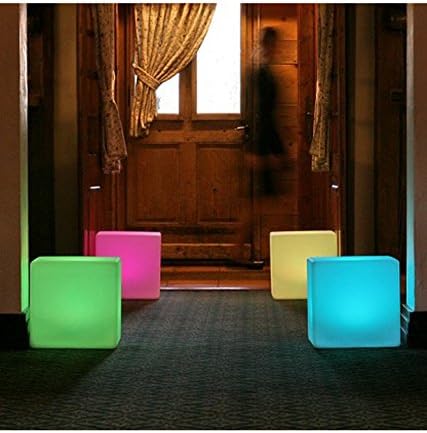 Mr.Go Taburete de luz LED que cambia de color de 14 pulgadas | Mesa...