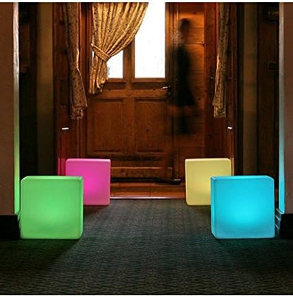 Mr.Go Taburete de luz LED que cambia de color de 14 pulgadas | Mesa...