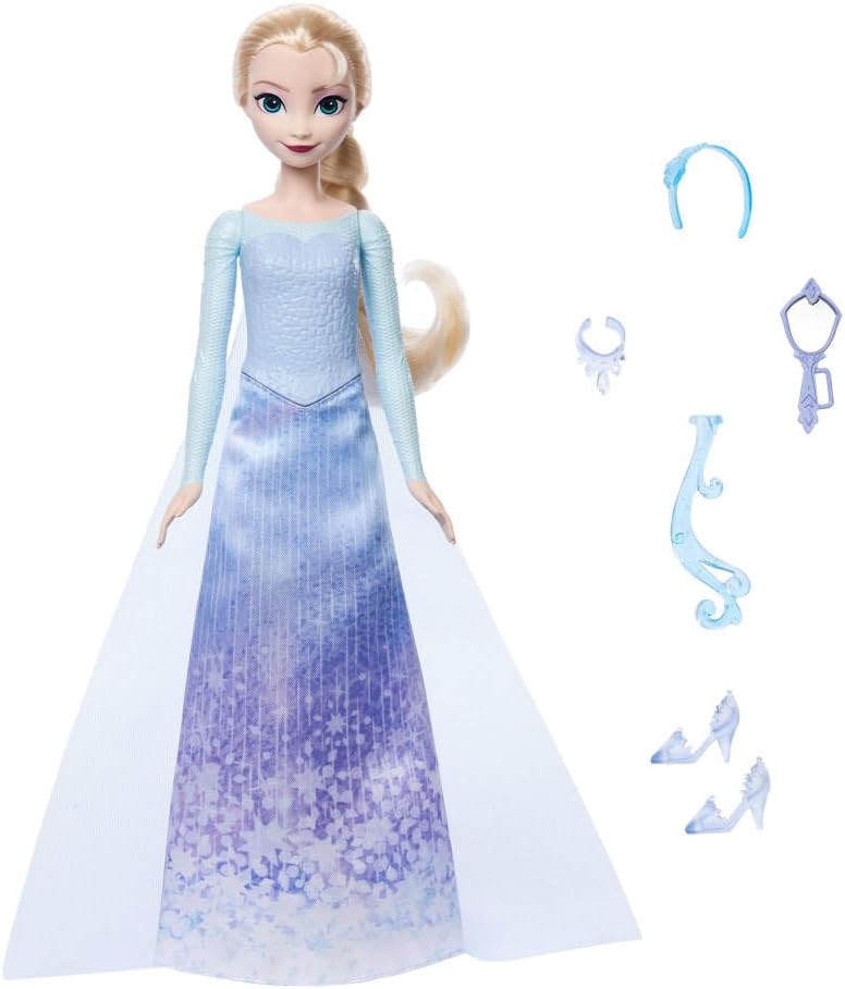 Mattel Disney Frozen Muñeca de moda de Elsa con función Spin &amp;...