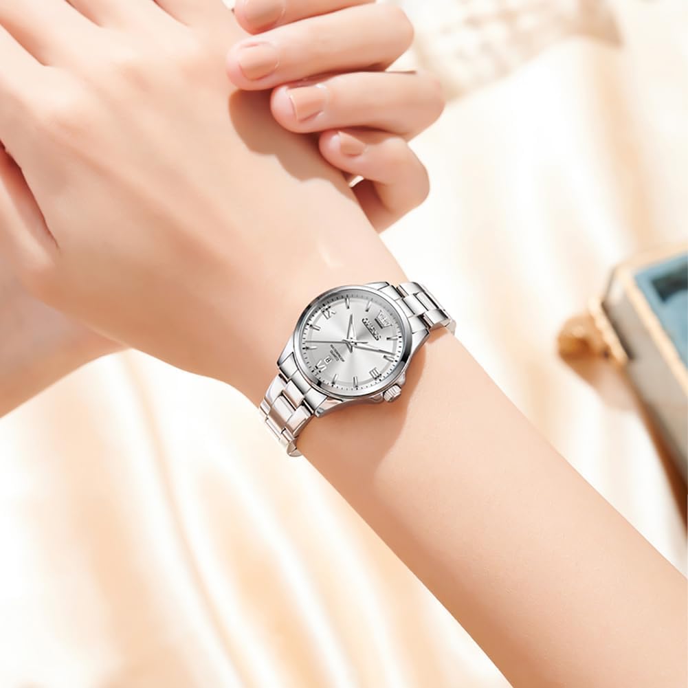 OLEVS Reloj Mujer Lujo Acero Inoxidable Pequeño Vestido de Muñeca I...