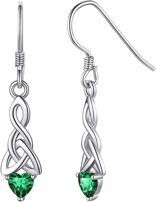 ChicSilver Pendientes de gancho colgantes de plata de ley 925 con n...