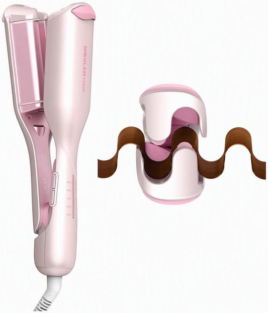 SHEGLAM - Ondulador de pelo ondulado de playa rosa de 0.75 pulgadas...