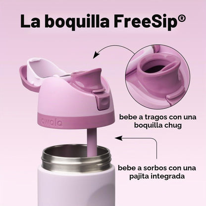 Owala FreeSip - Botella de agua aislada de acero inoxidable con pop...
