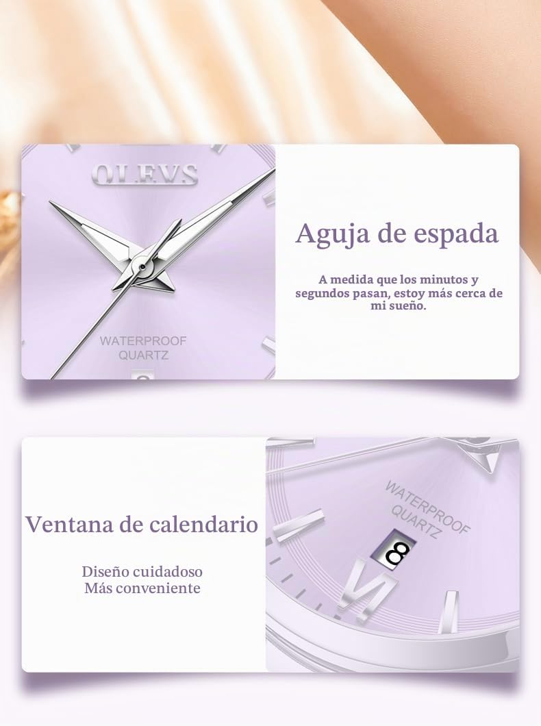 OLEVS Reloj Mujer Reloj Analógico Luminoso Vestido de Acero Inoxida...