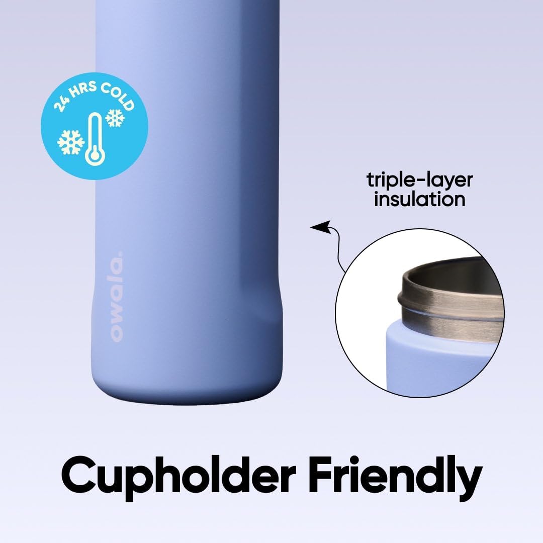 Owala FreeSip - Botella de agua de acero inoxidable de 24 onzas, co...