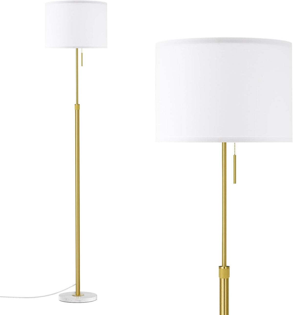 Ambimall Lámpara de pie moderna dorada ajustable en altura, oro y b...