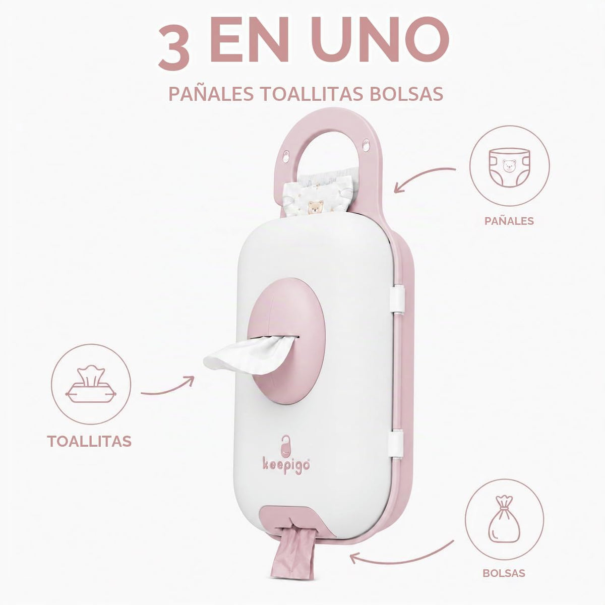 Keepigo - Dispensador de toallitas para pañales rosa bebé | Organiz...