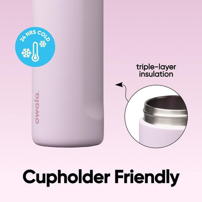 Owala FreeSip - Botella de agua aislada de acero inoxidable con pop...