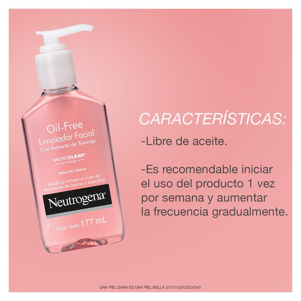 Neutrogena Limpiador de Acné de Pomelo Rosa Sin Aceite para Limpiez...