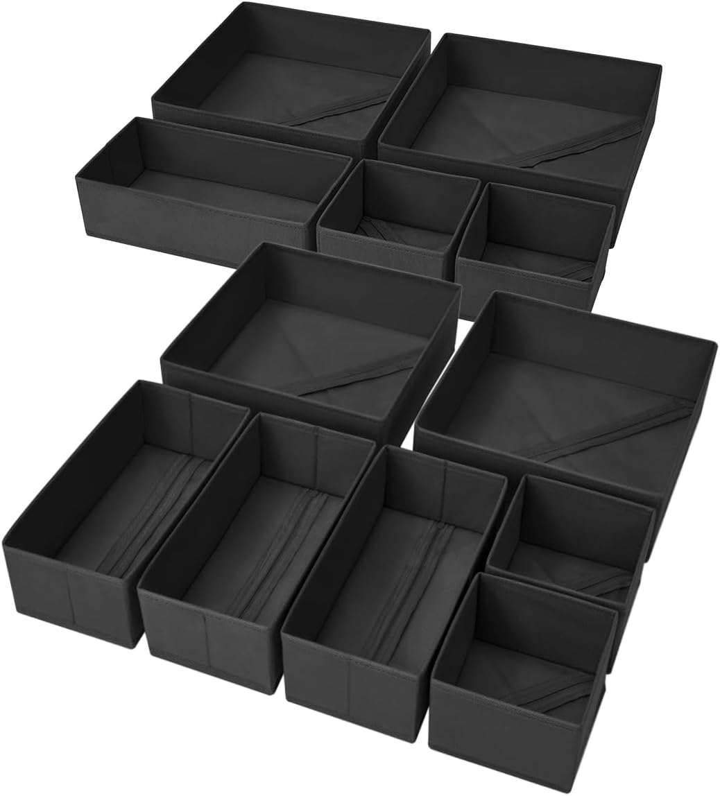 DIMJ Organizador de cajones de ropa, 12 paquetes, organizador de ro...