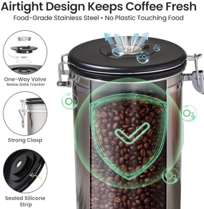 Veken Recipiente de café, 39 onzas, 2.2 libras, recipiente hermétic...