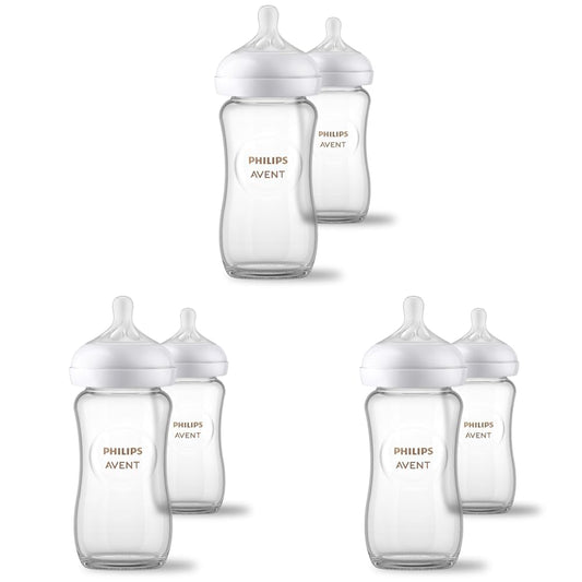 Philips Avent Biberones de vidrio natural, flujo medio, 8 onzas, si...