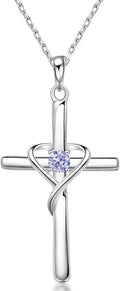 AmorAime Collar con cruz de plata de ley 925 para mujeres y hombres...