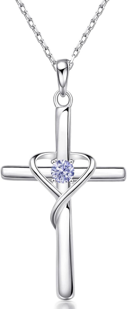 AmorAime Collar con cruz de plata de ley 925 para mujeres y hombres...