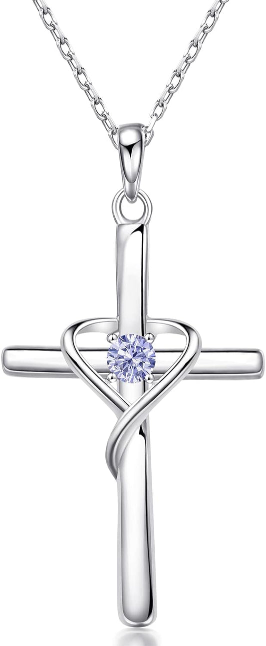 AmorAime Collar con cruz de plata de ley 925 para mujeres y hombres...