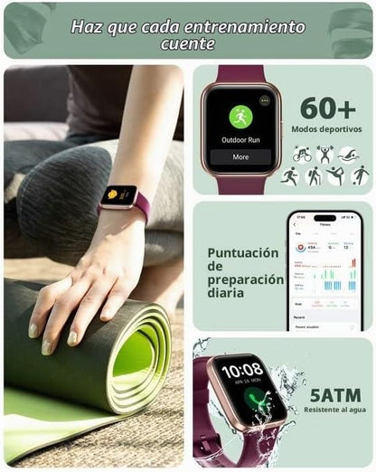 Tensky Reloj inteligente para hombres y mujeres (recepción de llama...