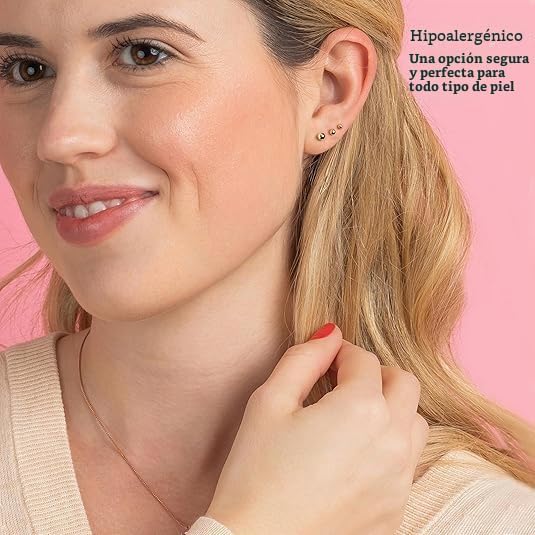 Kezef Aretes de bola rellenos de oro de 14 quilates para mujer, cap...