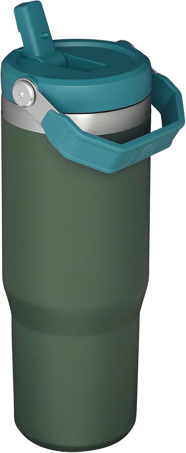 Stanley IceFlow - Vaso de acero inoxidable con popote abatible a pr...