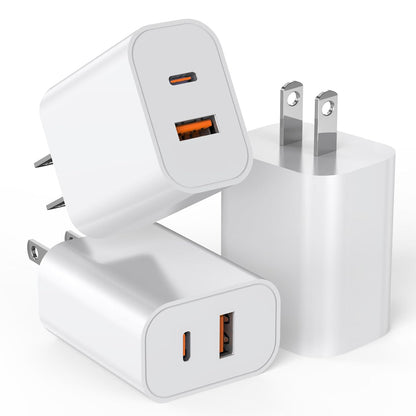 Bloque de cargador USB C, paquete de 3 enchufes de cargador de pare...