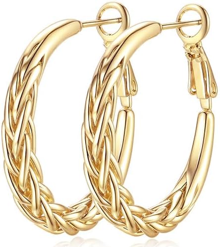 Aretes de aro de oro de 14 quilates para mujer, aretes de oro para...