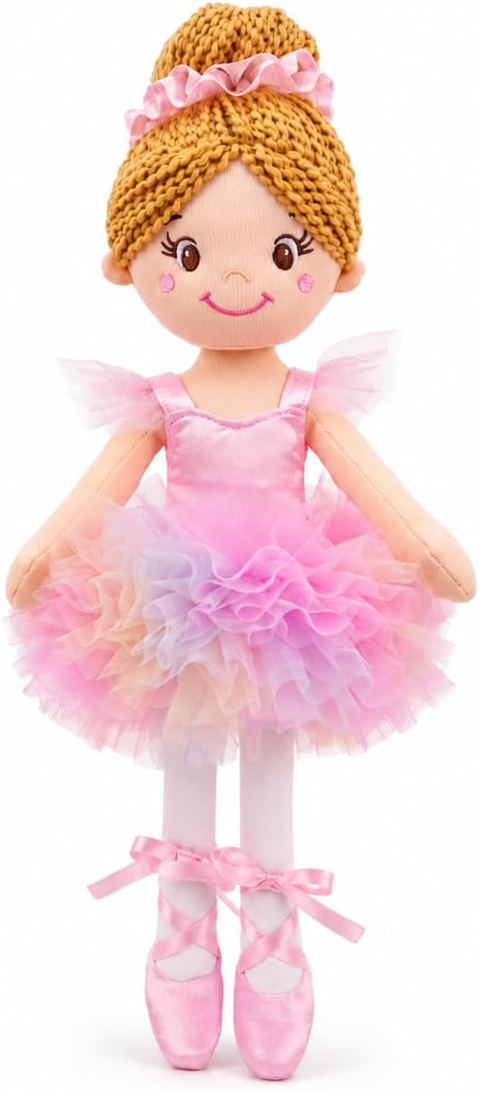 June Garden Muñeca de felpa Liana Rosebud de 16 pulgadas, tutú rosa...