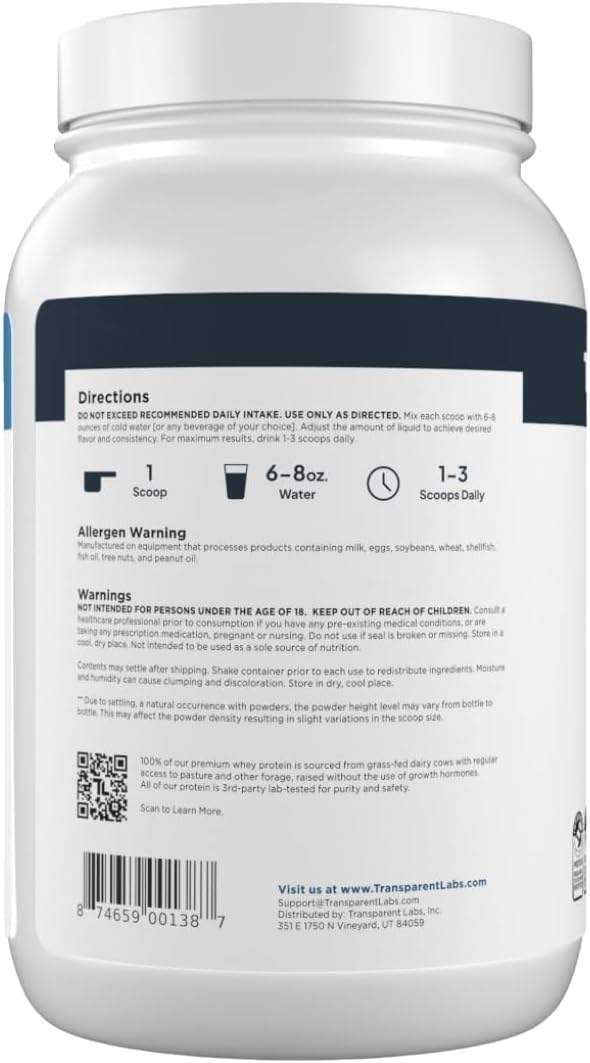 Transparent Labs Proteína de suero aislada alimentada con pasto - P...
