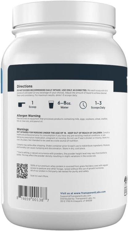 Transparent Labs Proteína de suero aislada alimentada con pasto - P...