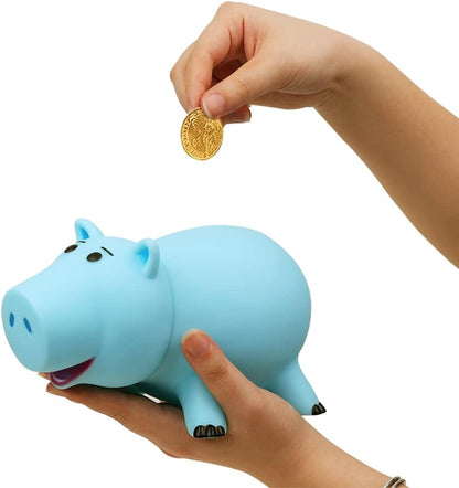 PHOCAS - Hucha de cerdo azul, caja de dinero de plástico para ahorr...